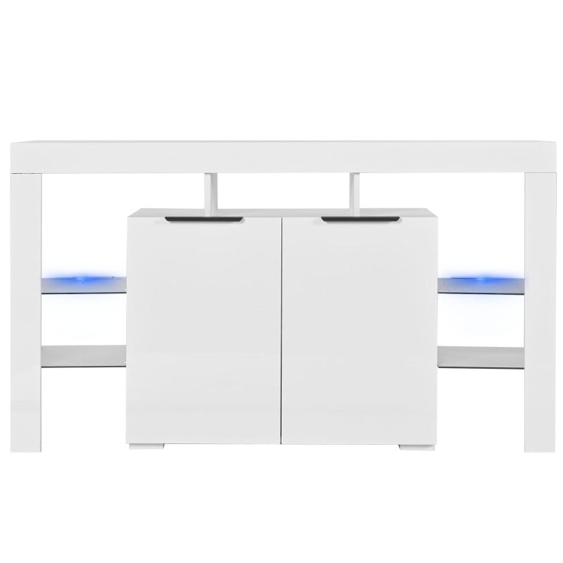 Hochglanz-LED-Sideboard, Küchenschrank, Schrank, Buffet-Aufbewahrung, Servertisch mit LED-Leuchten, Hochglanz-Buffetschrank mit 4 Glasböden und 2 Tür, Vitrine für Wohnzimmer, Eingangsbereich