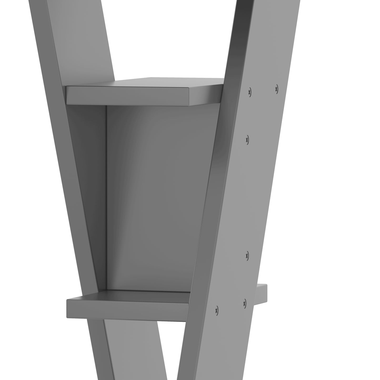 Einfacher Schreibtisch, Schreibtisch mit X-förmiger Halterung, Lagerregal mit sechs Positionen, stilvoll und robust, Grau + Weiß