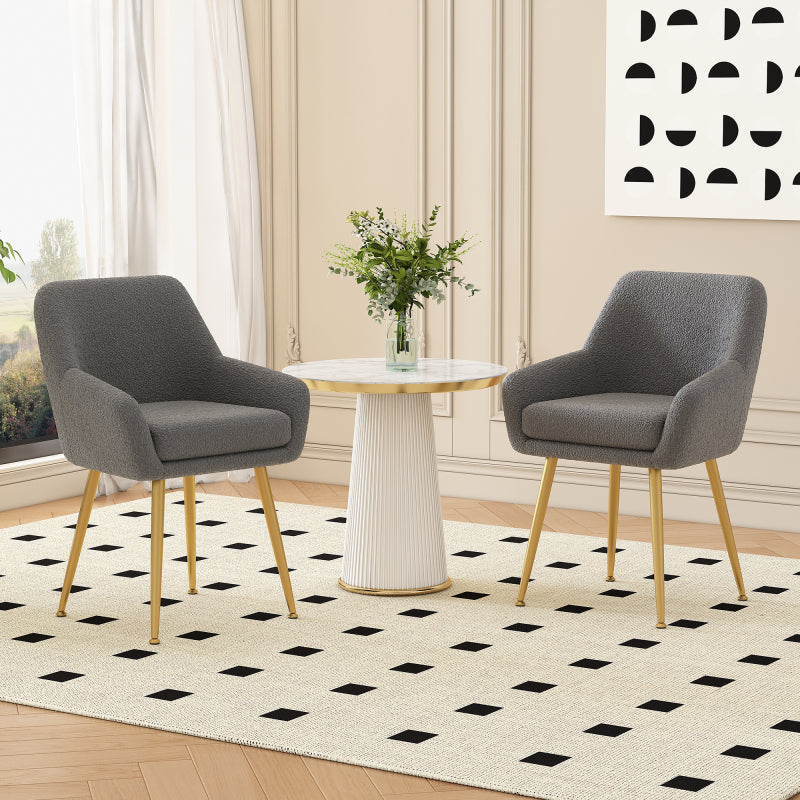 Moderner Esstisch weiß mit Marmoroptik und gebogenen Tischbeinen, verstellbare Füße für Esszimmer und Küche