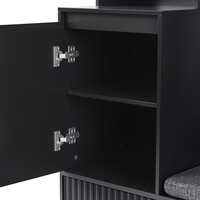 Garderoben-set, Wandgarderobe, Flurgarderobe Set mit Schuhbank, Schwarz,100 Lx35Bx180H cm