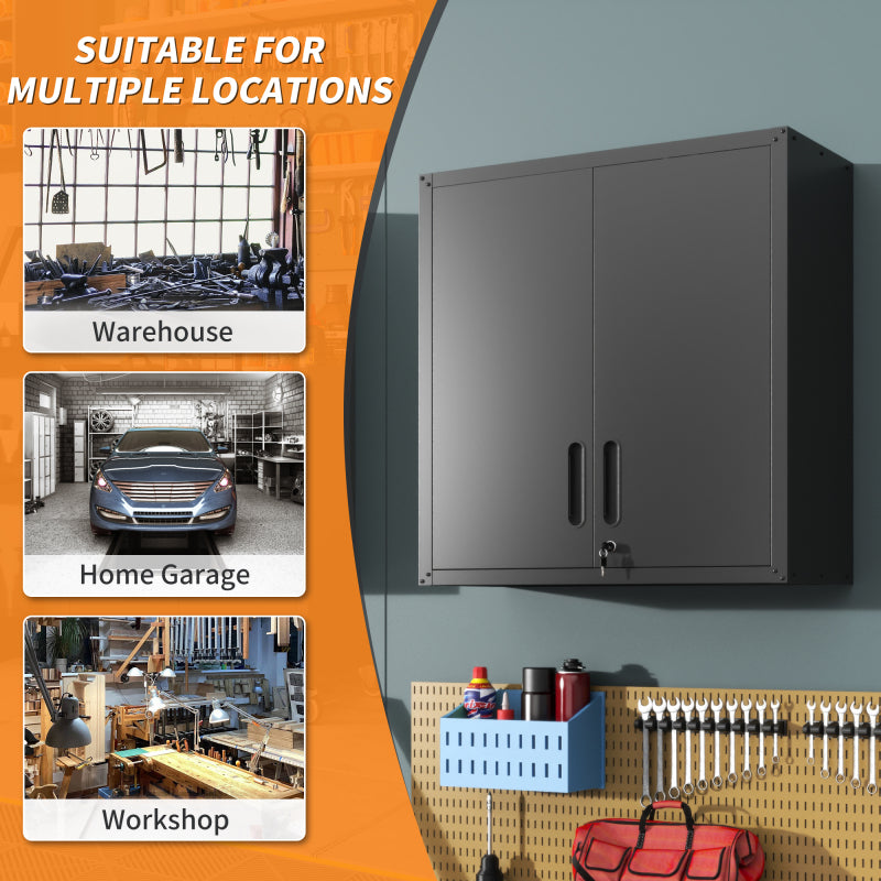 Metall-Wandschrank mit Türverschluss & Ablage - Robust, Umweltfreundlich, Ideal für Garage, Werkstatt & Büro - Ohne Holz, Kein Formaldehyd, Haustier- & Familiegeeignet, H77 cm × B75 cm × T30 cm