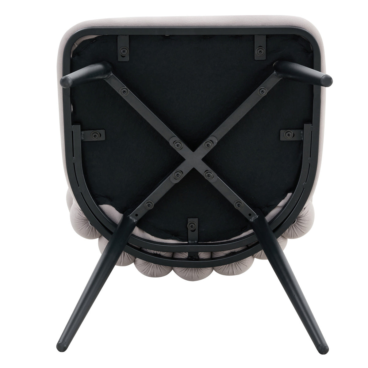 Esszimmerstuhl Samt Hellgrau, Kugelketten-Design, Schwarz-Metallbeine, Modern