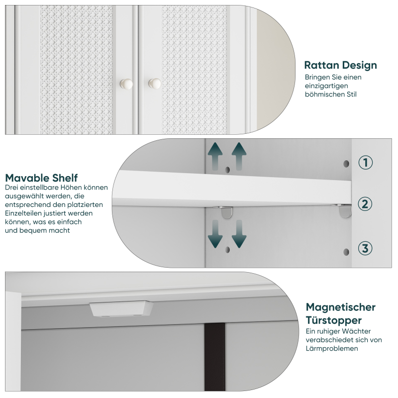 Weißer wandmontierter Badezimmerschrank, Badezimmer Medizinschrank mit verstellbaren Regalen