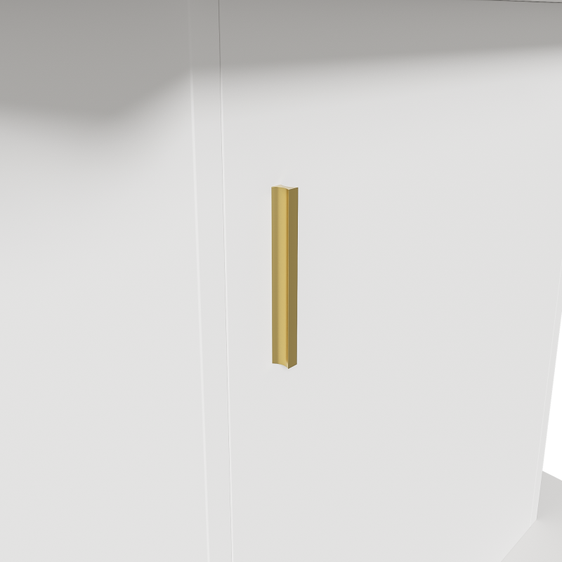 Ausziehbarer ovaler Esstisch, L110/130*W70*H75cm, weiß+goldener Griff