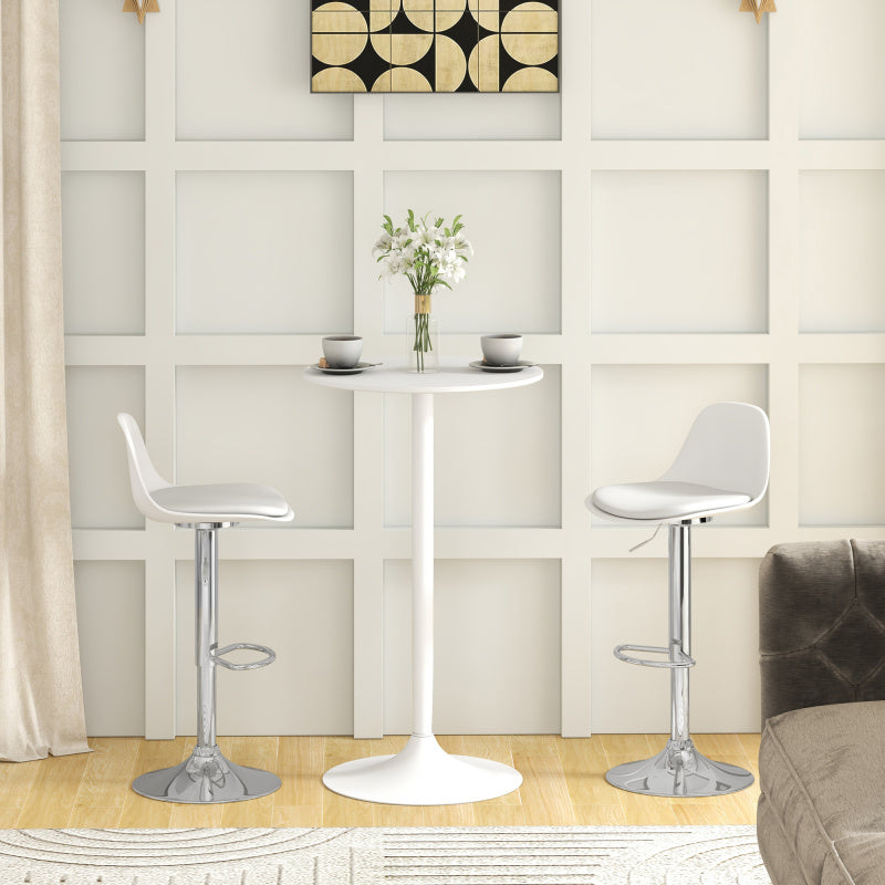 2er-Set Barhocker Drehstühle bis 120kg mit Lehne höhenverstellbar für Bartheke in Weiß