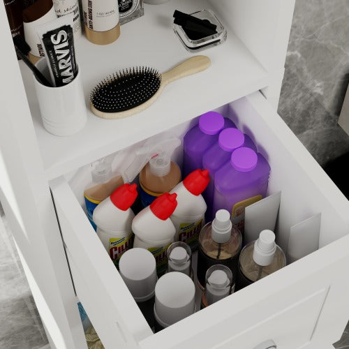 Badschrank Schmal Weiß 20x20cm, Nischenschrank 180 cm hoch