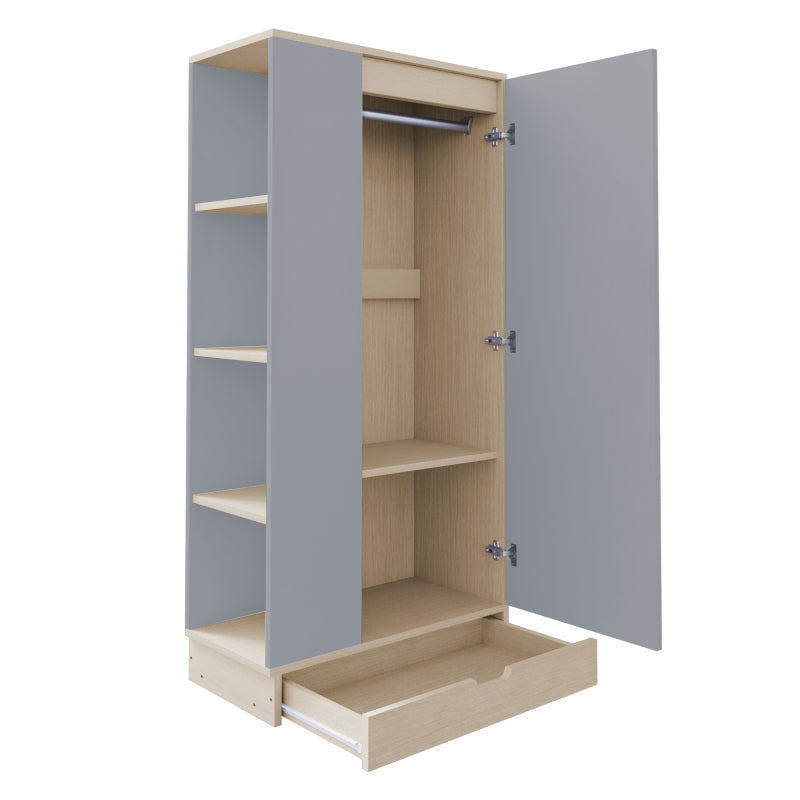 Kleiderschrank 70*40*170cm, eintürige Ausführung, mit Einlegeböden und Schubladen, grau