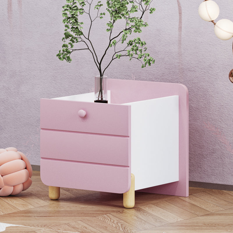 Nachttisch mit 1 Schublade, geräuschlose Auszüge mit Einlegeböden, feine holzfarbene Füße, Stauraum im Wohn- und Schlafzimmer, einzigartiges und minimalistisches Design, Rosa
