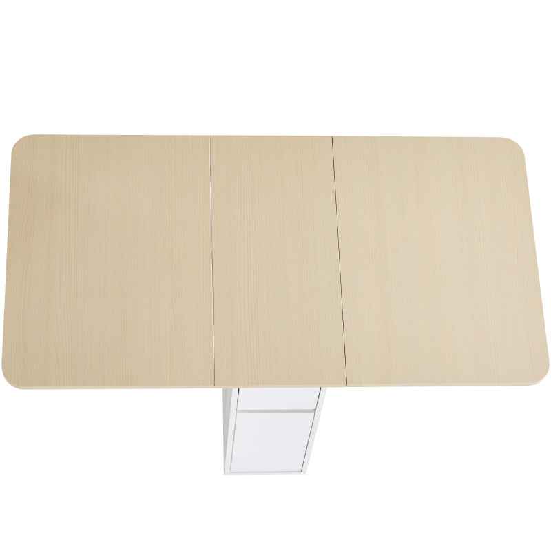 Ausziehbarer Bartisch mit Stauraum(110-124×78×97.5cm), für 2-6 Personen, Kücheninseln mit 2 Schubladen, 2 seitliche offene Regale und eingebaute Steckdose,Tischplatte aus weiß marmoriertem MDF,Weiß