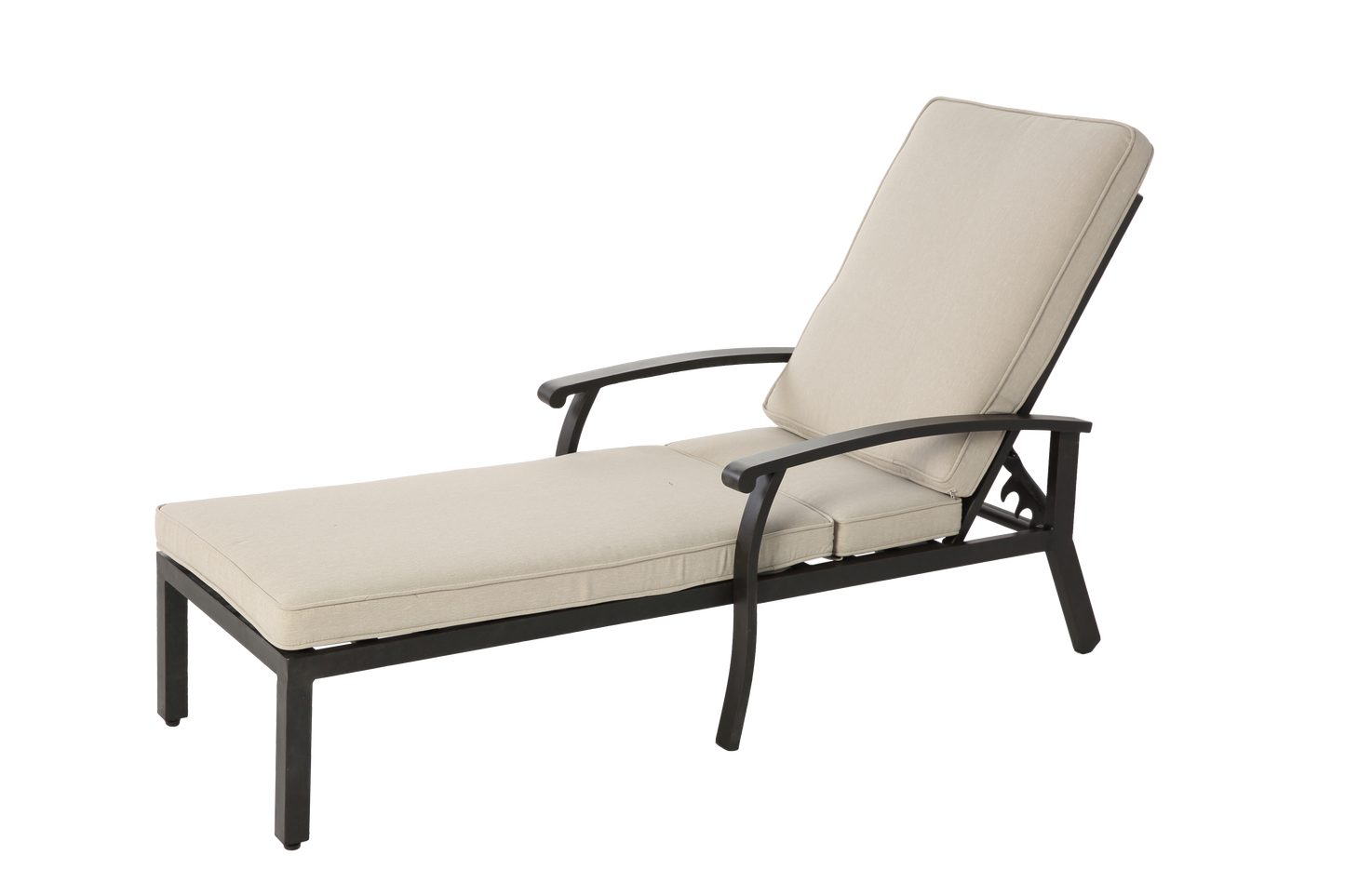 Lounge Patio Chair with Cotton Cushion, Adjustable Reclining Rust-Resistant Aluminum Poolside Chaise Lounge Furniture, Waterproof Beige Cushion (1pc)