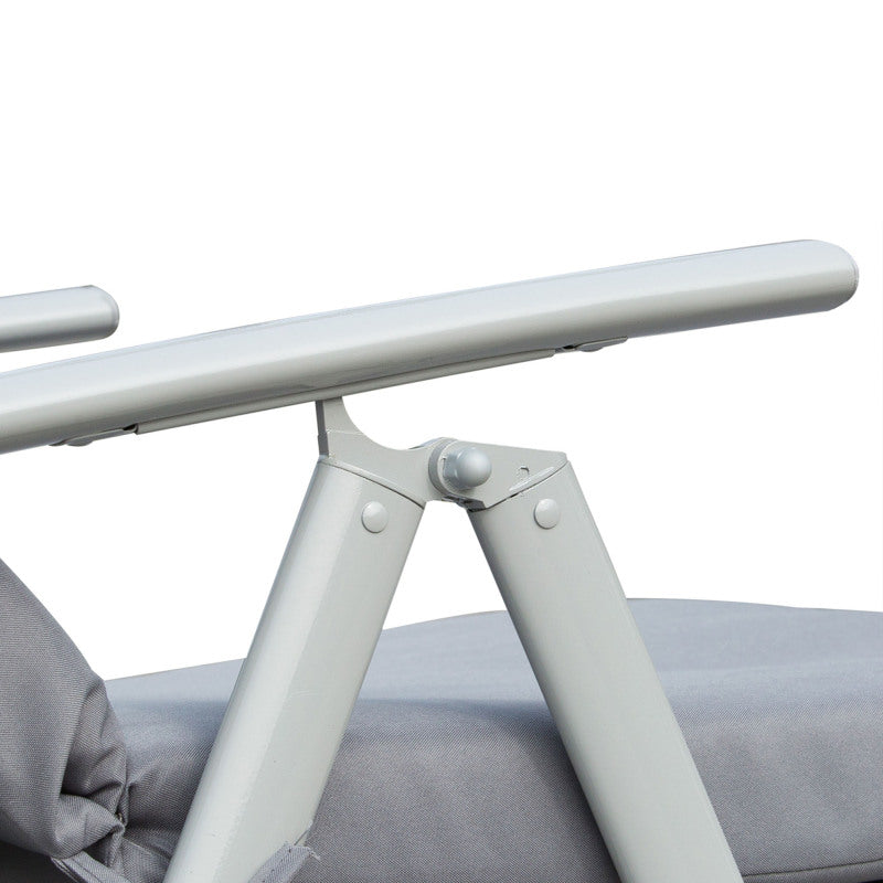 Sonnenliege Strandliege Gartenliege klappbar verstellbar mit Kissen, Grau