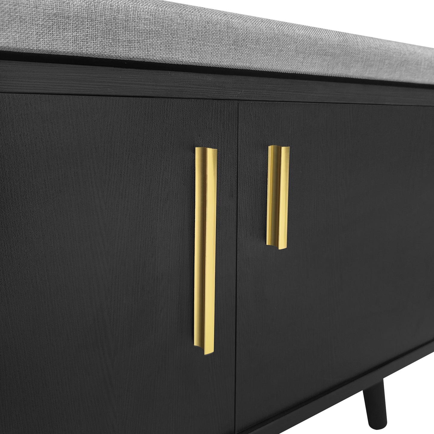 Moderne Schuhbank Schuhtruhe Sitzbank mit drei Stauraum Türen, Schwarzwalnuss