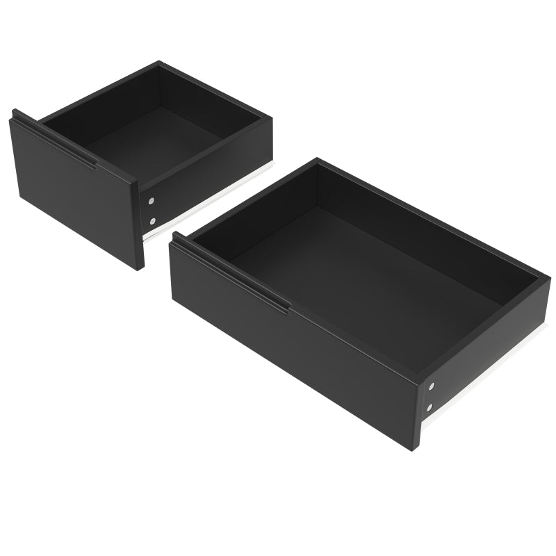 Moderne Kücheninsel, Küchenschrank, Ausziehbarer Küchenwagen mit Rollen und Arbeitsplatte, Servierwagen mit Gewürzregal und 8 Schubladen, Schwarz