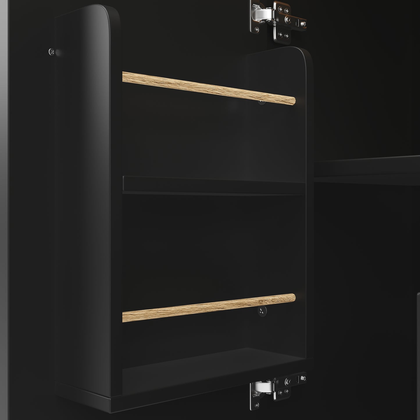 Kücheninsel Buffetschrank 120x73x92cm Küchenwagen klappbare Arbeitsplatte Handtuchhalter Gewürzregal Weinregal verstellbare Böden Küchenschrank Schwarz