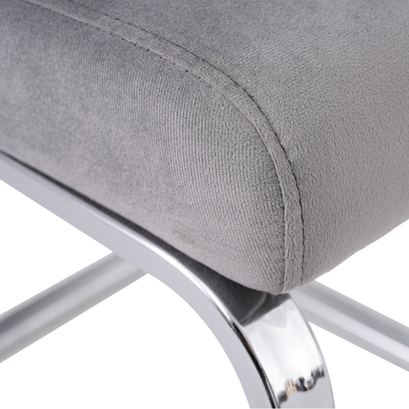 Samt-Esszimmerstuhl, 2er-Set, Grau
