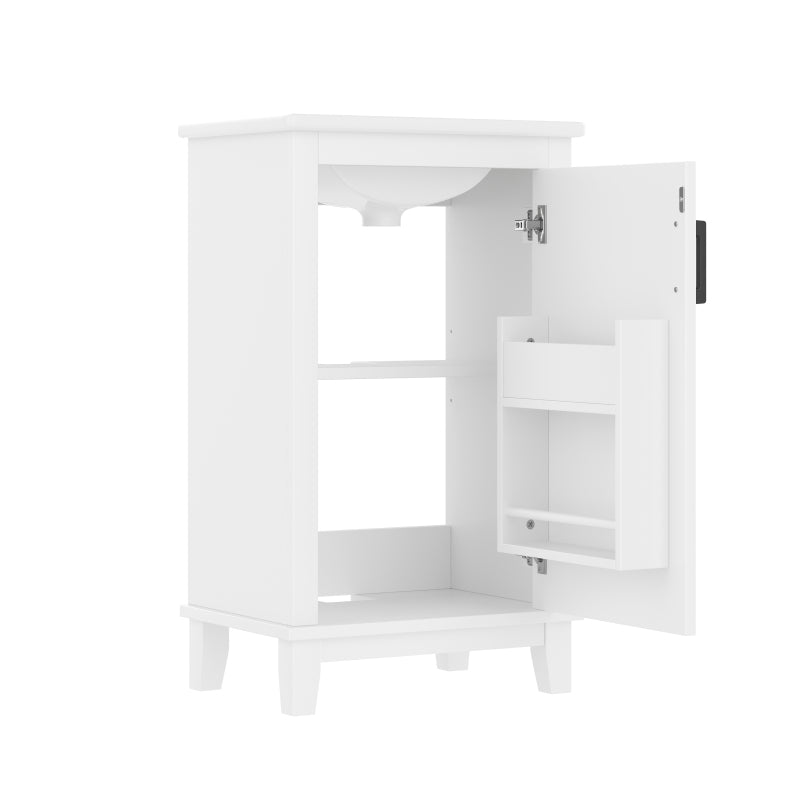 51x34x83cmBodenstehender Badezimmerschrank, Waschtisch, Waschtisch,komplett lackiert, Türregale, verstellbare Regale, integriertes Keramikwaschbecken, geeignet für kleine Räume, weiß