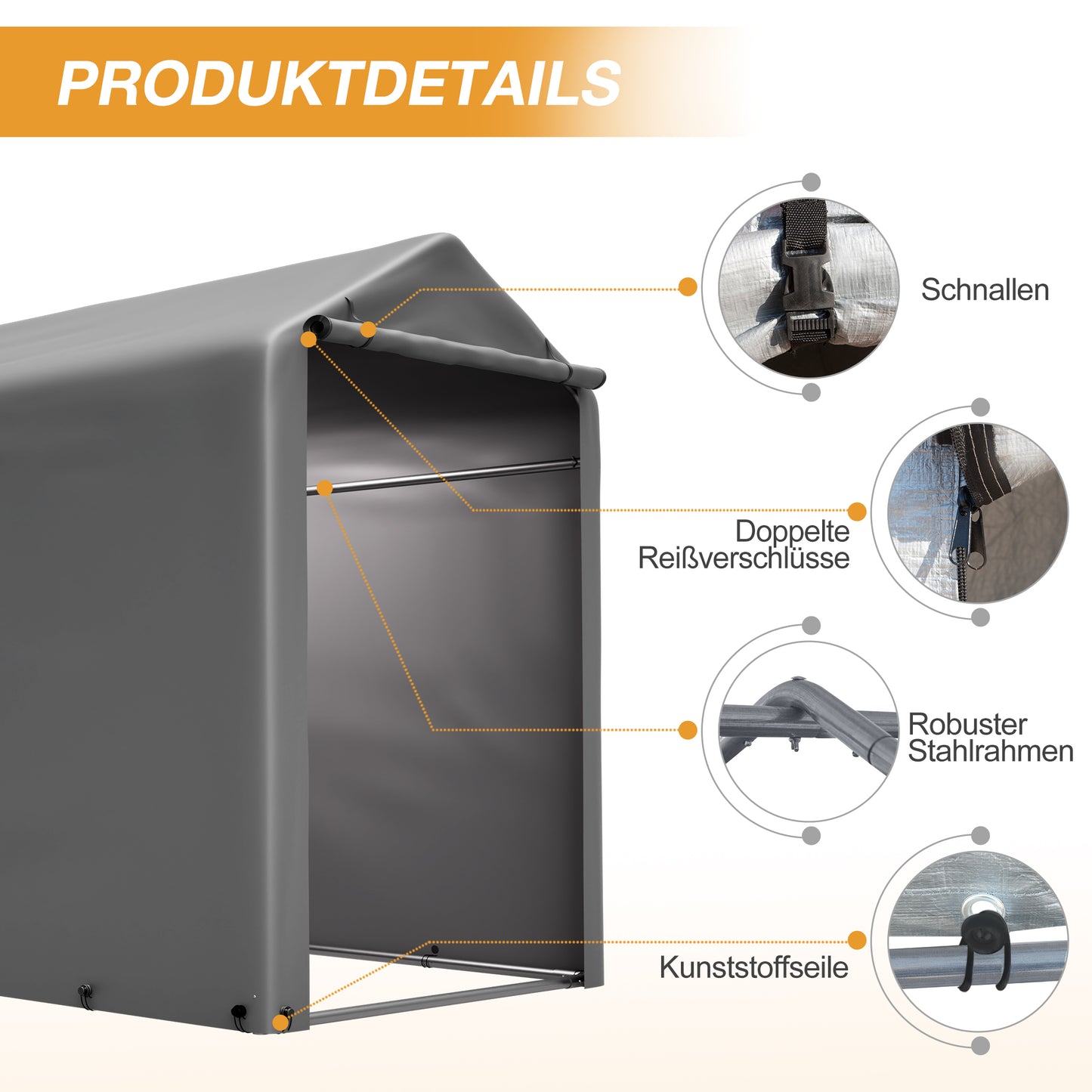 Fahrradgarage 187x100x160cm dunkelgrau wetterfest für Fahrräder und Gartengeräte