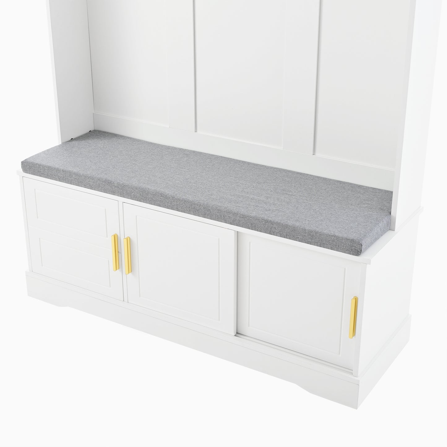 Garderobenständer mit Schuhbank, Garderobe, 6 Dreifach-Haken,freistehend, platzsparend, für Eingangsbereich,Flur, Weiß