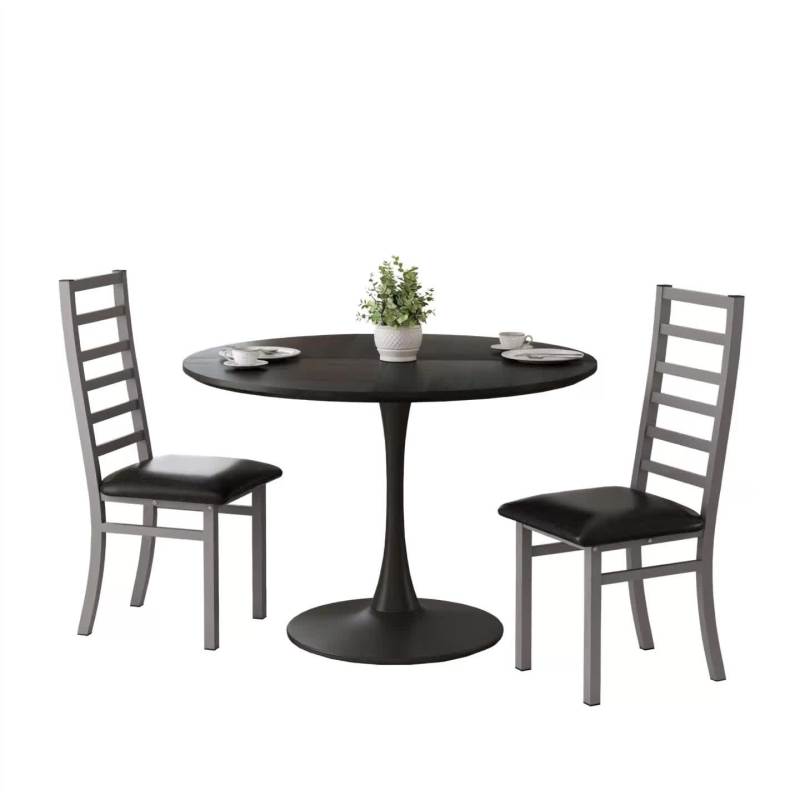 Metal Dining Chairs Set of 4, Steel Legs and PU Leather Seats, High Back Armless Dining Chairs, for Kitchen, Living Room, Grey