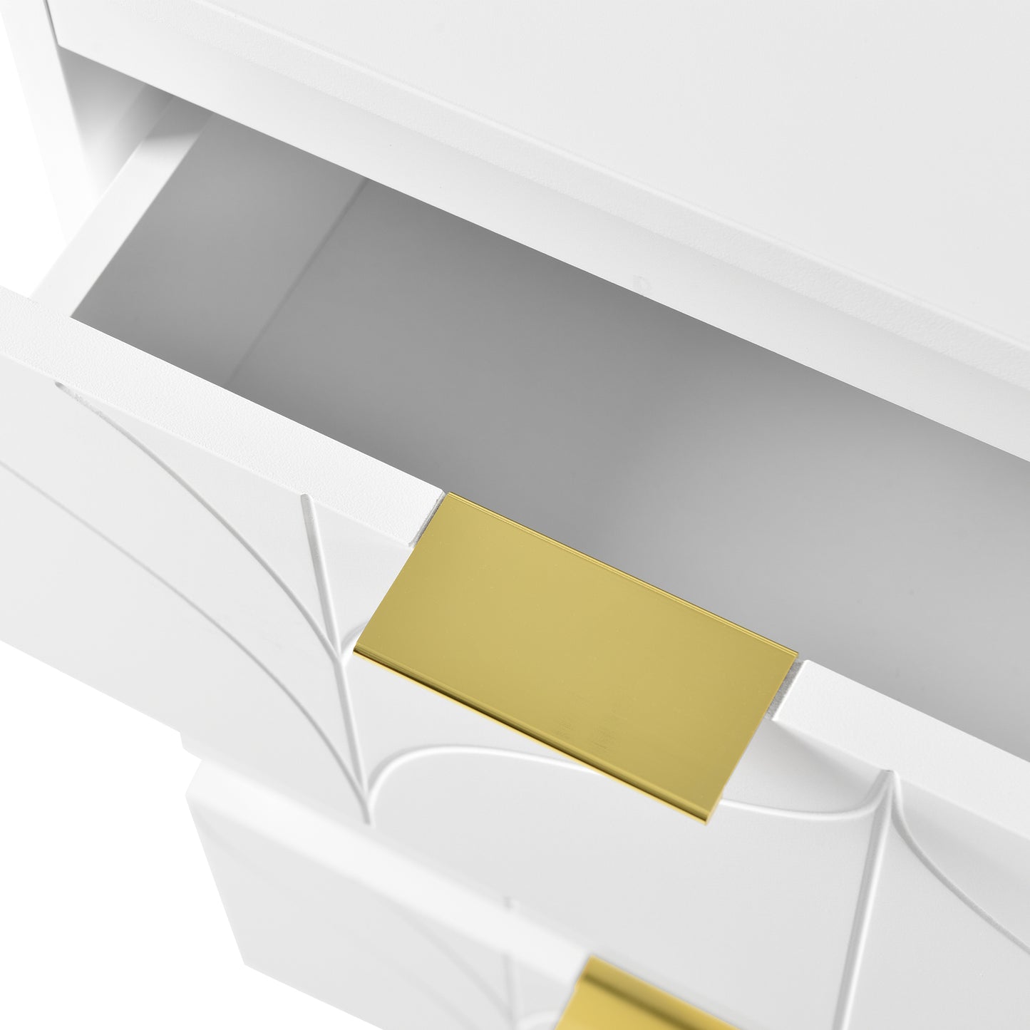 Schminktisch mit Beistelltisch,Bürotisch mit 6 Schubladen,Vergoldeten Griffen,drehbare Tischplatte(180°),lackiert,Blumenmuster,stoßfeste abgerundete Ecken,40T*73H,Weiß (ohne Spiegel und Hocker)