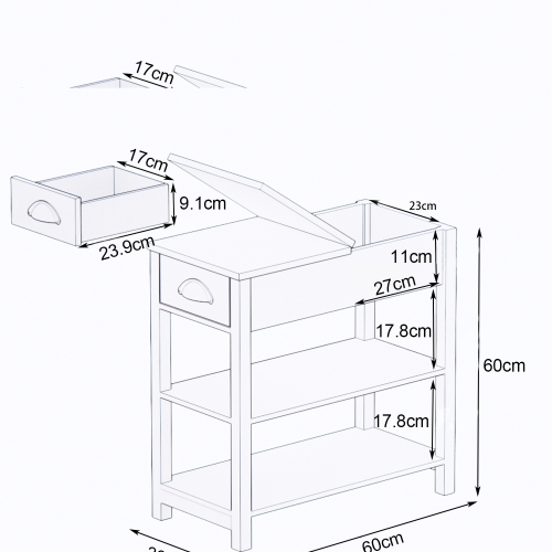 Schmaler Beistelltisch mit Schubladen und Unterteilung im Flip-Over-Design – Weiß