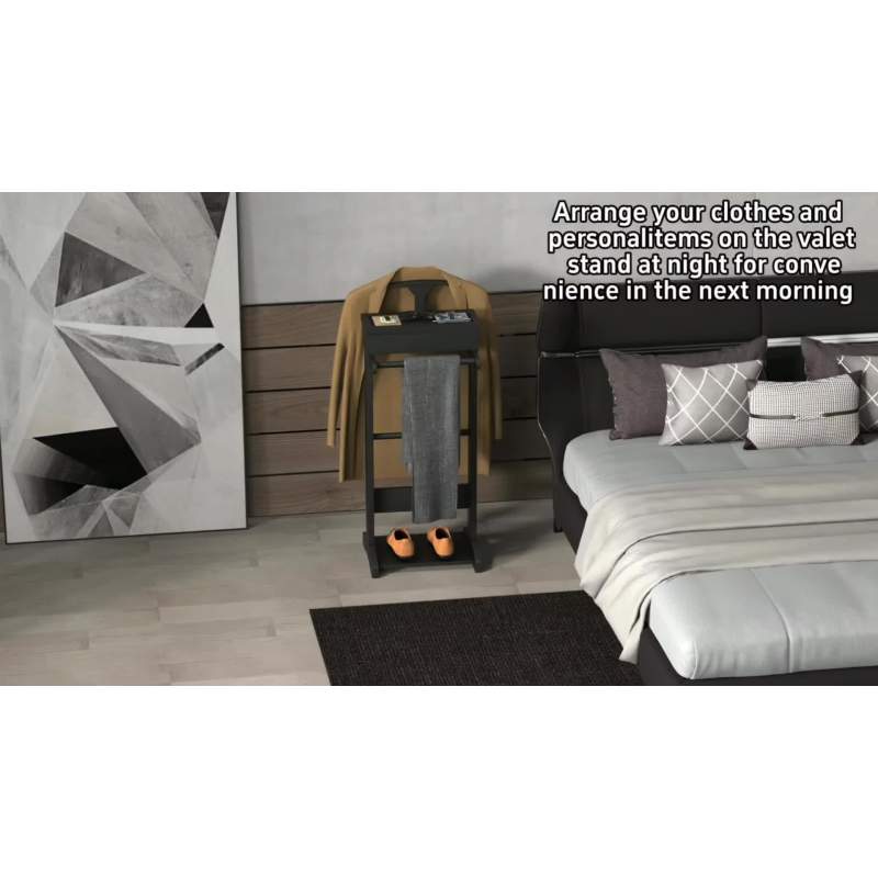 Schwarz tragbarer Kleiderständer, Kleiderständer mit Aufbewahrungs-Organizer