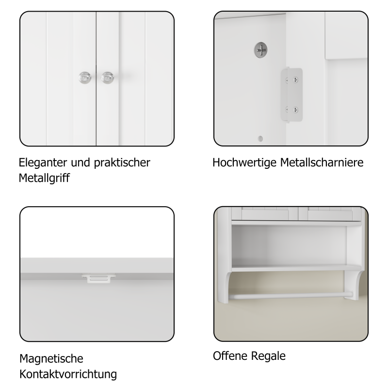 Badezimmer Wandschrank mit Handtuchhalter, Weiß