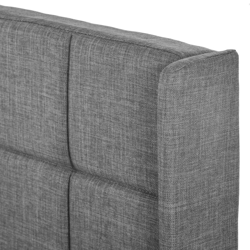 Modernes Design Polsterbett Mit seinem gepolstertes Kopfteil Einzelbett mit Lattenrost, 90x200cm ,in Grau Leinen, mittelfest (Ohne Matratze)