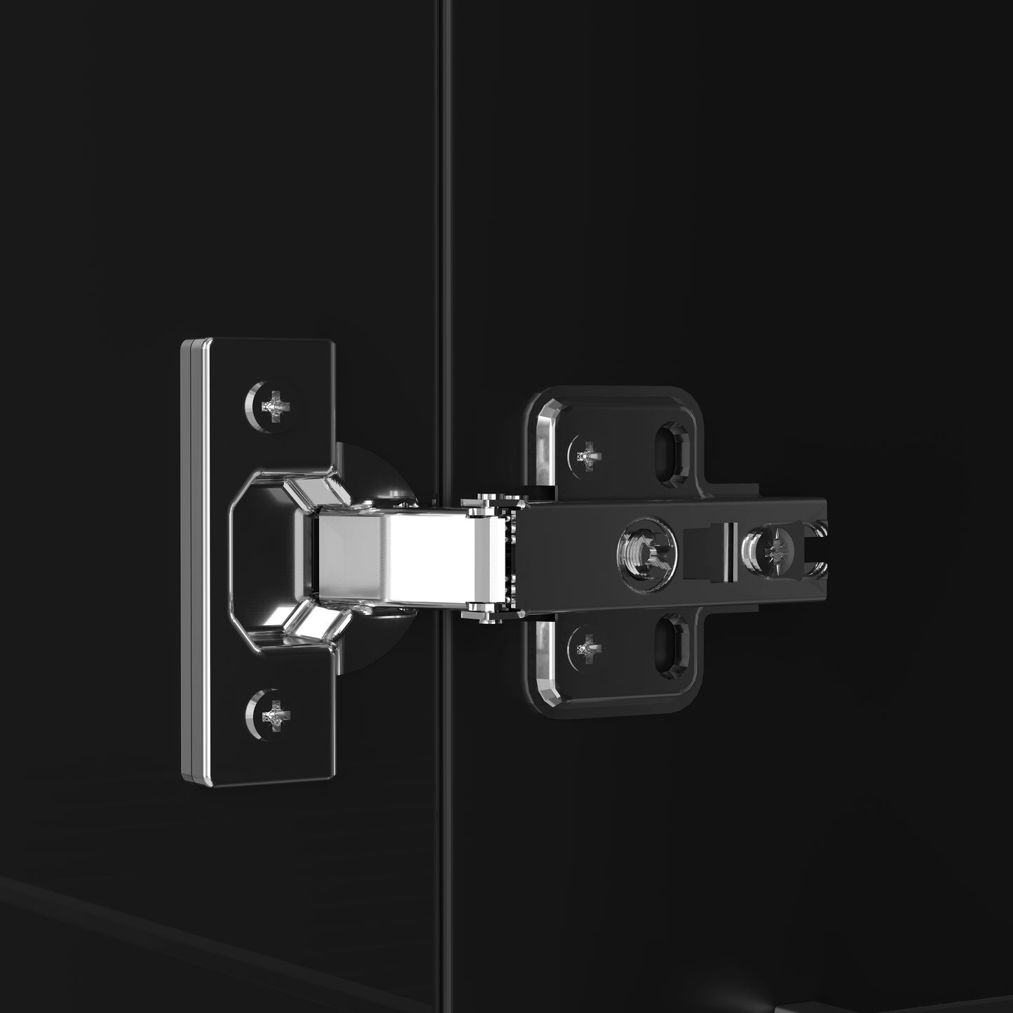 Multifunktionale Vitrine, Glastrennwand, LED-Farbwechsel Licht, schlichtes Design, Schwarz