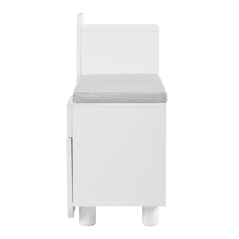 Moderner 3-Türen-Schuhschrank mit Schublade & Sitzpolster, Stilvolle Schuhbänke für Flur und Eingangsbereich, Weiß