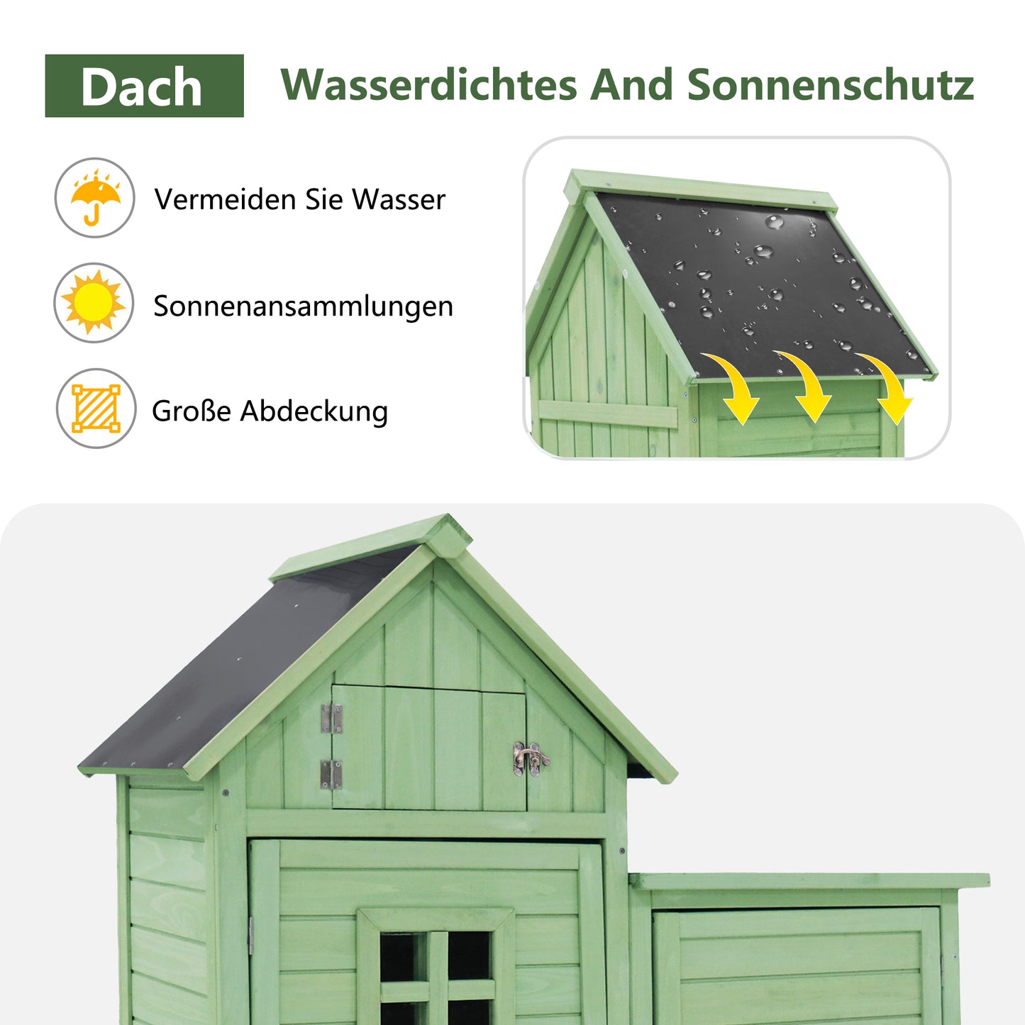 Gerätehaus Gartenschrank Geräteschuppen Geräteschrank, BxT: 118x54 cm, 118 x 54 x 173 cm (BxTxH), wetterfest, Holz, Grünes, PVC-Dach (Set, 1 St., 1 x Geräteschrank)