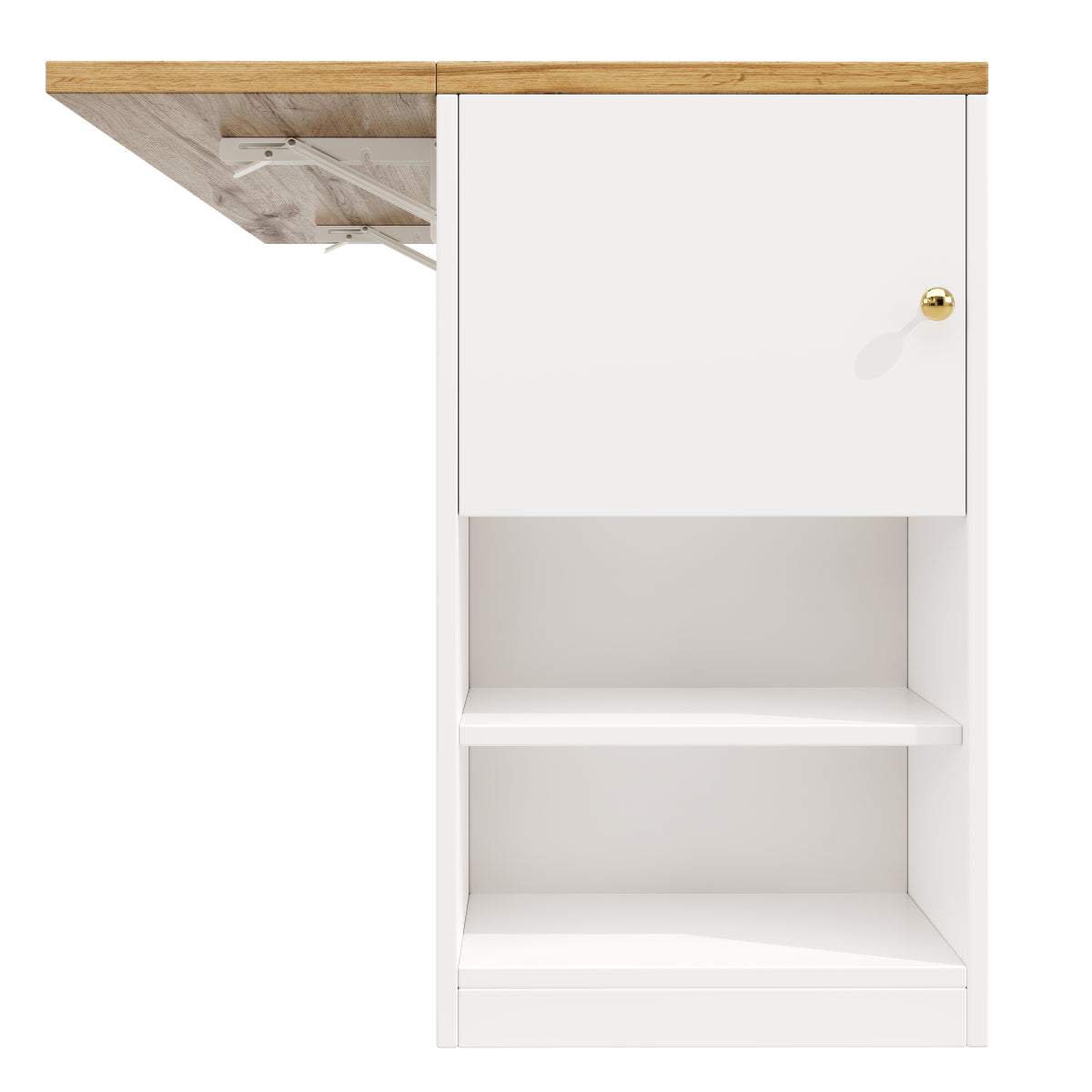 Moderne Kücheninsel Weiß, Küchenschrank mit klappbarer Arbeitsplatte, Sideboard mit Schubladen & Regalen, Esstisch & Servierwagen, 140x70cm