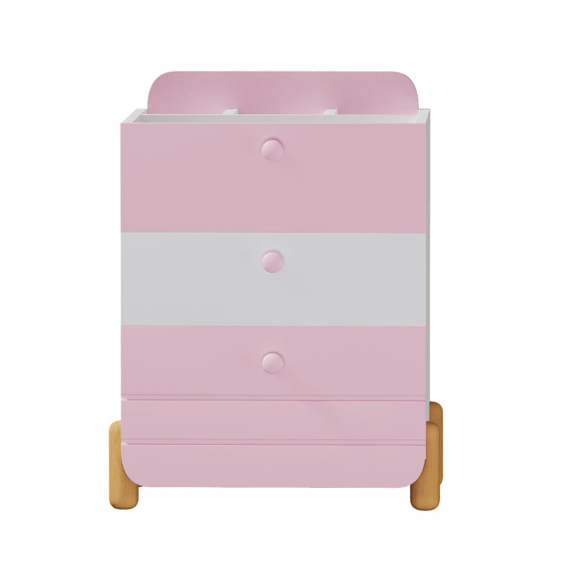 Nachttisch mit 3 Schubladen mit Einlegeböden, Geräuschloses Schubladendesign, Exquisite Holzfarbene Füße, Stauraum im Wohn- und Schlafzimmer, Einzigartige Form und Minimalistisches Design, Rosa