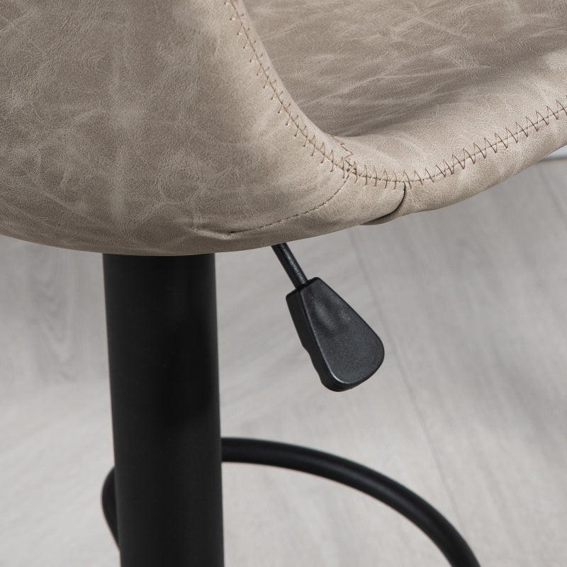 2er-Set Barhocker, Bistrohocker mit Fußstütze, Drehbar Barstuhl, Höhenverstellbar Küchenhocker mit Kunstlederbezug, Beige