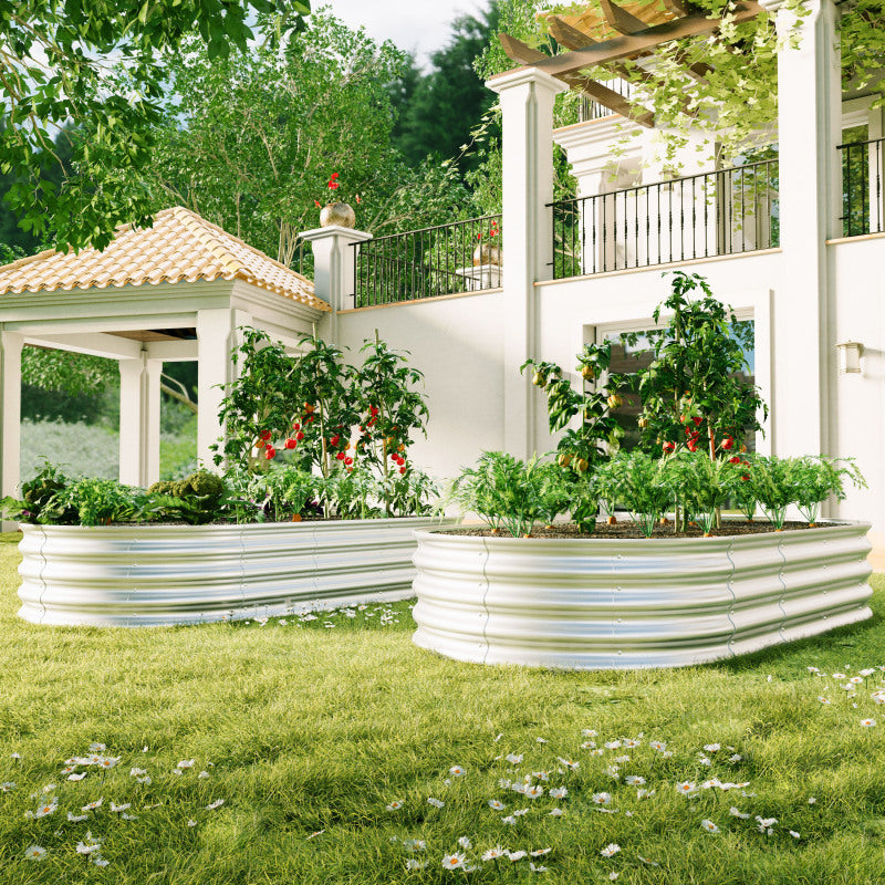 Hochbeet aus Metal Verzinkte Pflanzer erhöhte Gartenbett-Kit, Gartenbetten für im Freien für Gemüse, Blumen und Kräuter, Heavy Duty, rostbeständig, einfache Montage, 1pcs 8x4x1ft