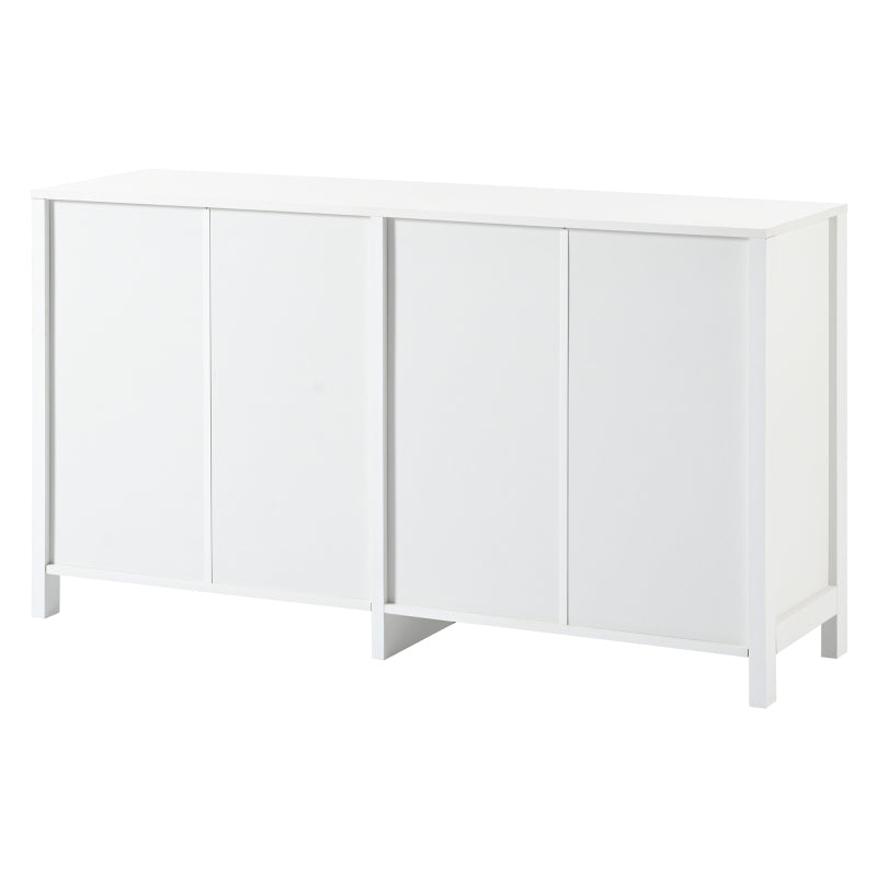 Modernes Sideboard im minimalistischen Stil 4-Rattantür, Metallgriff einfaches Buffetschrank für Esszimmer, Wohnzimmer, Küche (weiß)