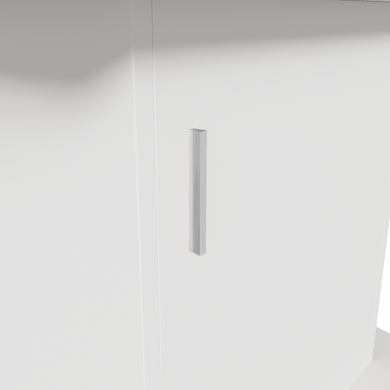 Ausziehbarer ovaler Esstisch, L110/130*W70*H75cm, weiß+silberner Griff