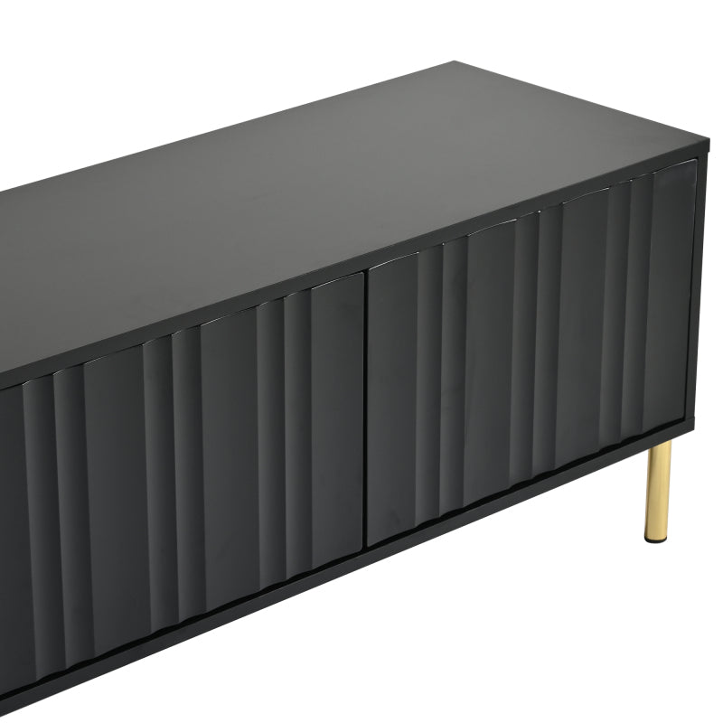 Schwarzes TV-Schrank, 190 cm(L) x 38 cm(W) x 48 cm(H), goldene Tischbeine