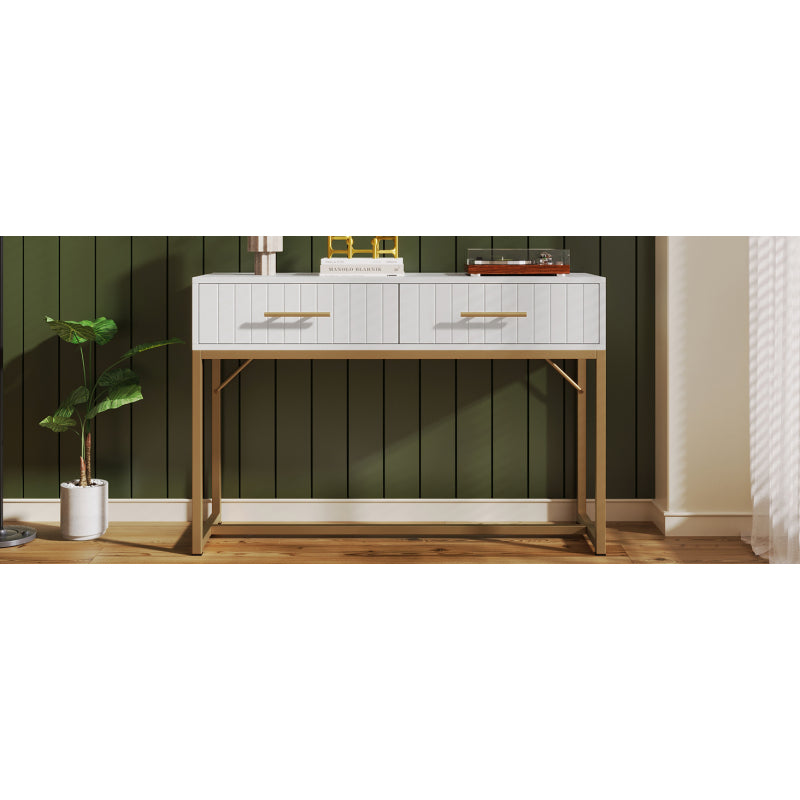 Schminktisch mit 2 Schubladen 75cm Höhe ,Kommode Schlafzimmer Highboard Weiss Sideboard Schubladenkommode Kommode für Schlafzimmer, Weiß -H75/B100/T45 cm