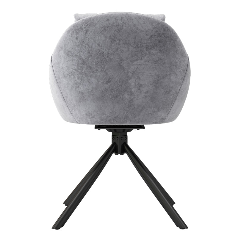 Moderner grauer Samtstuhl, stilvoller und bequemer drehbarer Esszimmerstuhl, atmungsaktiver Samtstoff, ergonomisches Design, eleganter grauer Drehstuhl