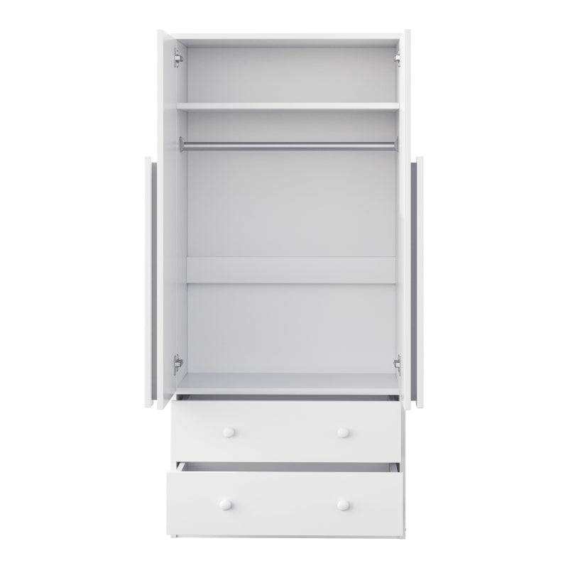 Kleiderschrank 70*40*170cm, Doppeltüren-Design, mit Schubladen und Ablagefächern, weiß