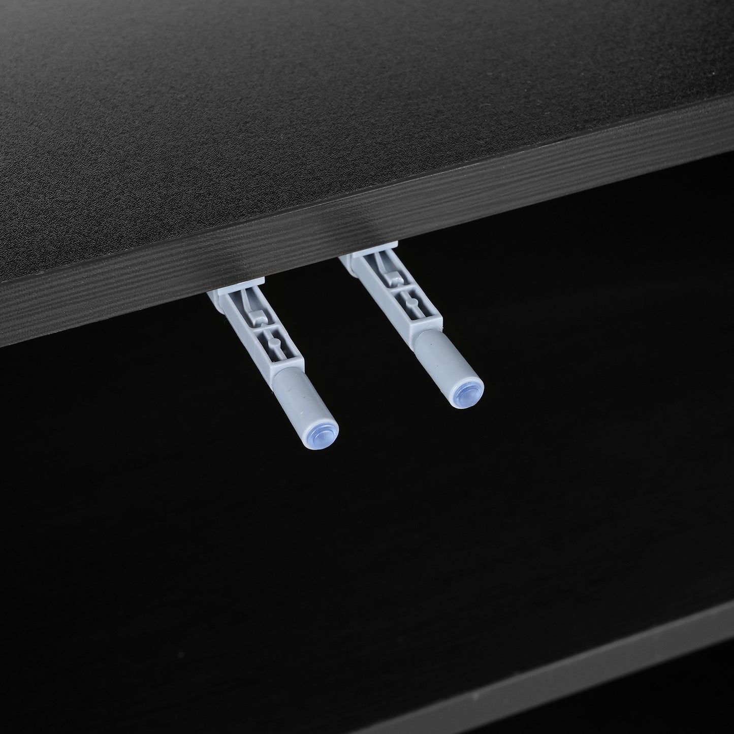 Kommode / Sideboard / Flurschrank mit 2 offenen Fächern und 4 Türen, Schwarz