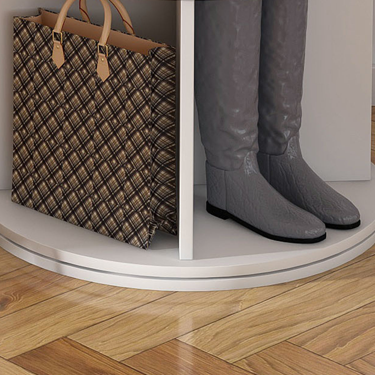 Drehbares Schuhregal 7 Ebenen, 360°, Stiefelfach, 28 Paar, Weiß, 184 cm