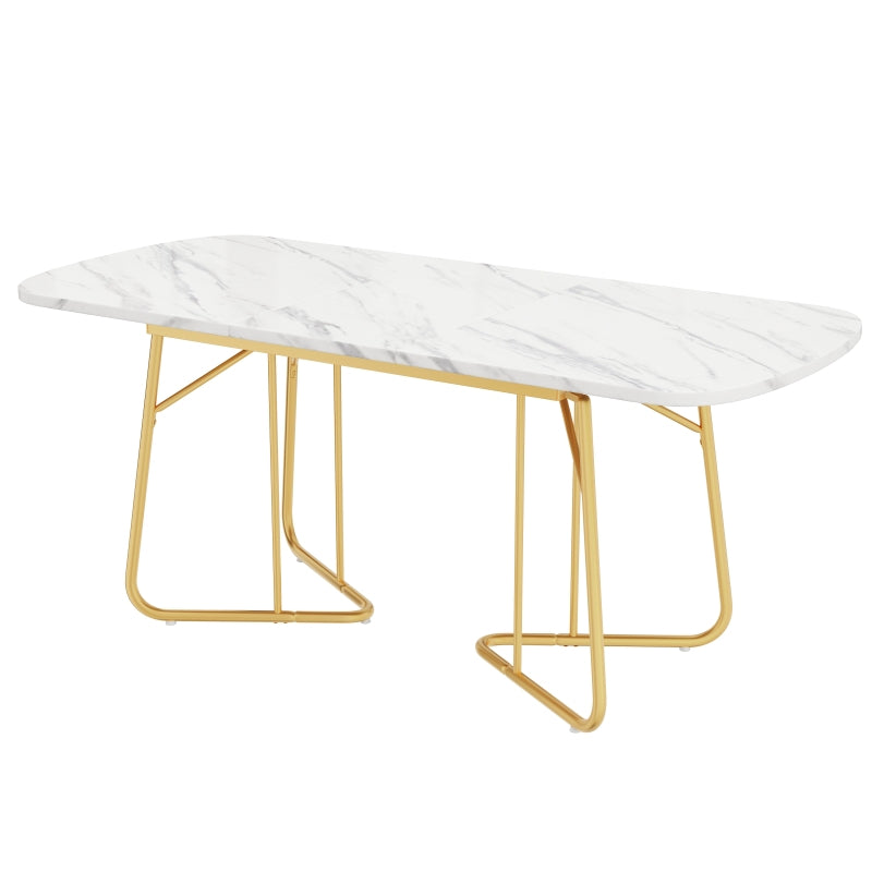 Weißer erweiterbarer Esstisch mit Marmorstruktur, 140*180*80 cm