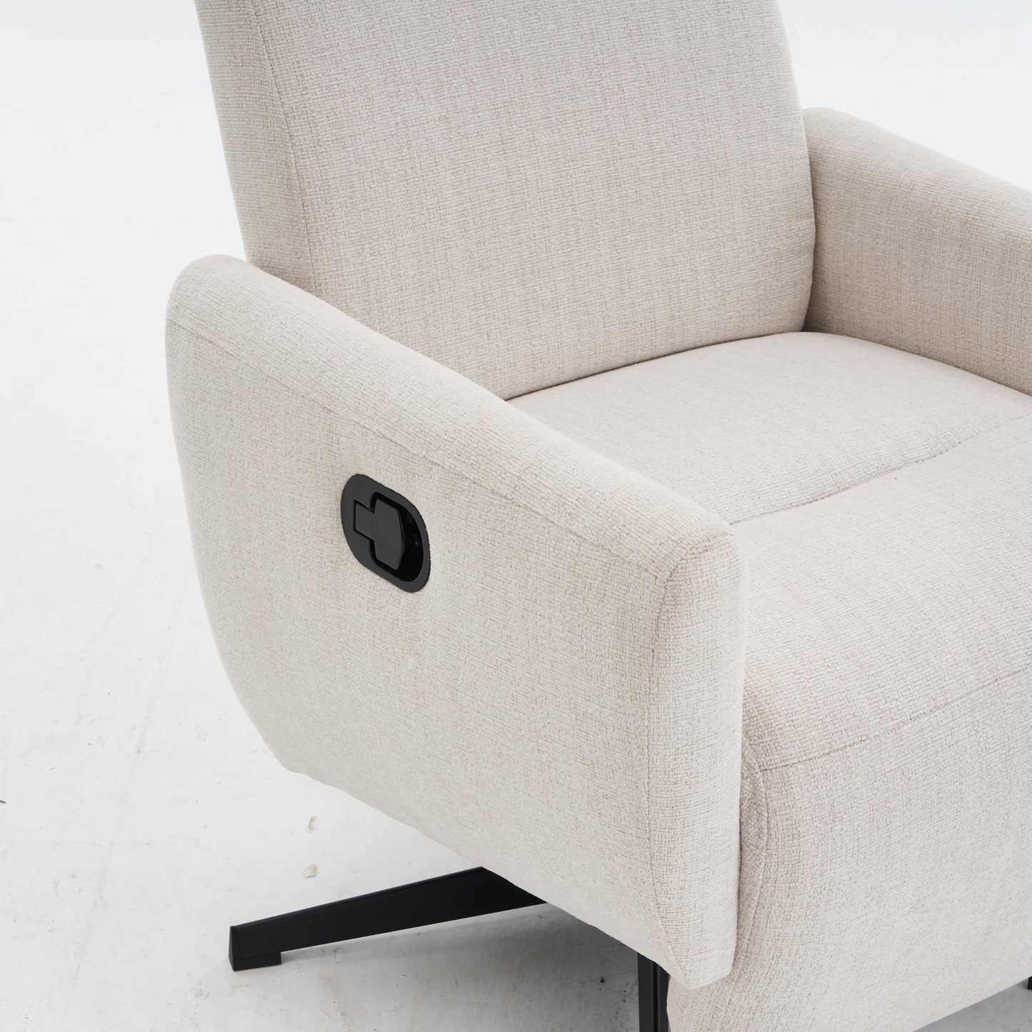 Bequemer Relaxsessel mit Liegefunktion – Chenille Fernsehsessel mit Fußstütze, drehbarer Stillsessel & Loungesessel für Wohnzimmer, modernes Sofa, Beige