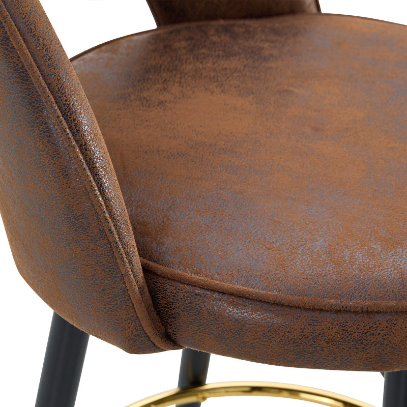 360° drehbarer Barstuhl. Braun atmungsaktives komfortables Technologiestoff, bequemer gepolsterter Bar-Stuhl, Eine Box von 2 Packungen.