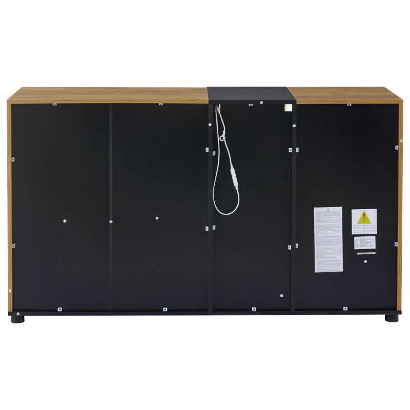 Sideboard, Modernes Anrichte Schrank Buffetschrank Sideboard mit 3 Schubladen,Accent Konsolentisch-Aufbewahrungsschrank mit Glas, Breite 140 cm