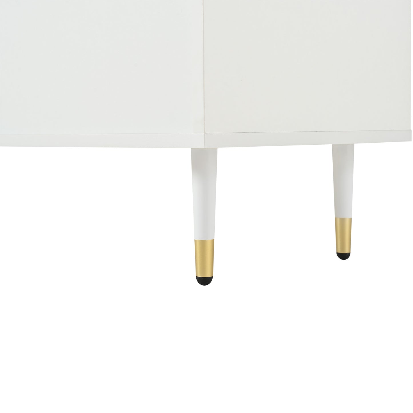 Sideboard mit Glasschiebetüren und LED-Beleuchtung – Freistehende Kommode aus Holz, Weiß