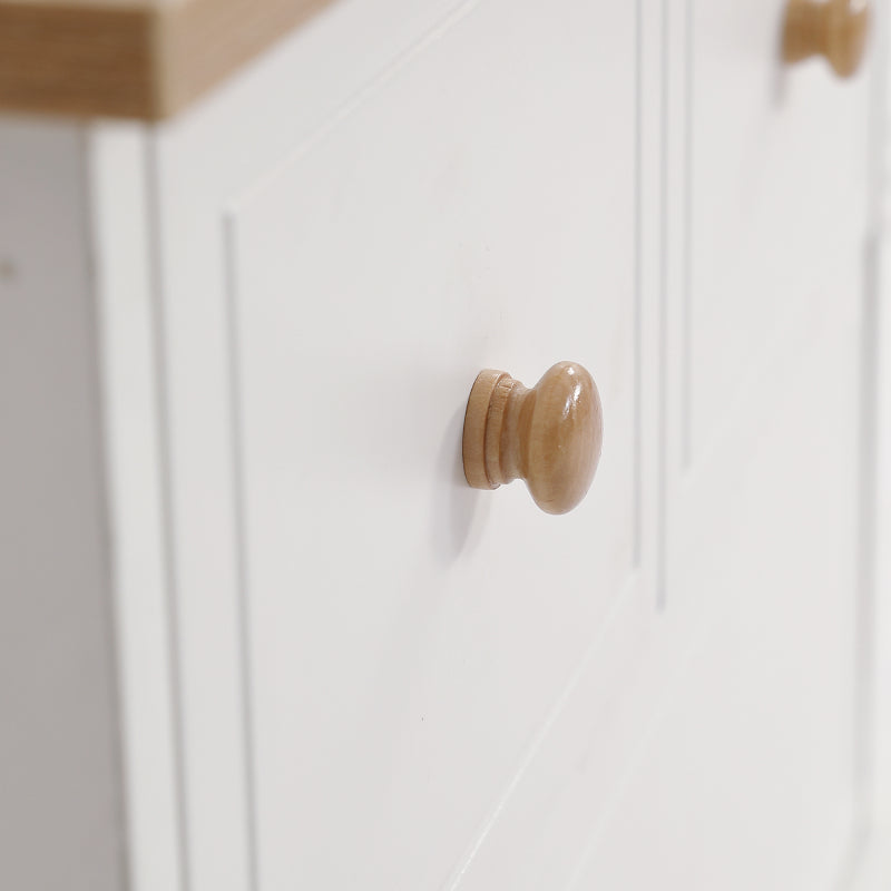 Nachttisch mit 2 Schubladen, geräuschlosen Gleitern, Schön gearbeitete Füße, Stauraum im Wohnzimmer und Schlafzimmer, MDF+Spanplatte, Weiß+Natur