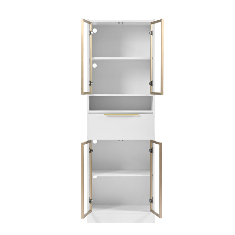 Moderner Weißer Hochschrank mit 16-Farb-LED und Bluetooth – 60×35×180cm